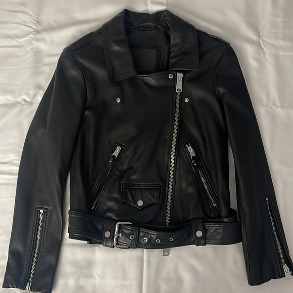 All Saints Luna leather biker jacket extra small - Picture 9 of 14